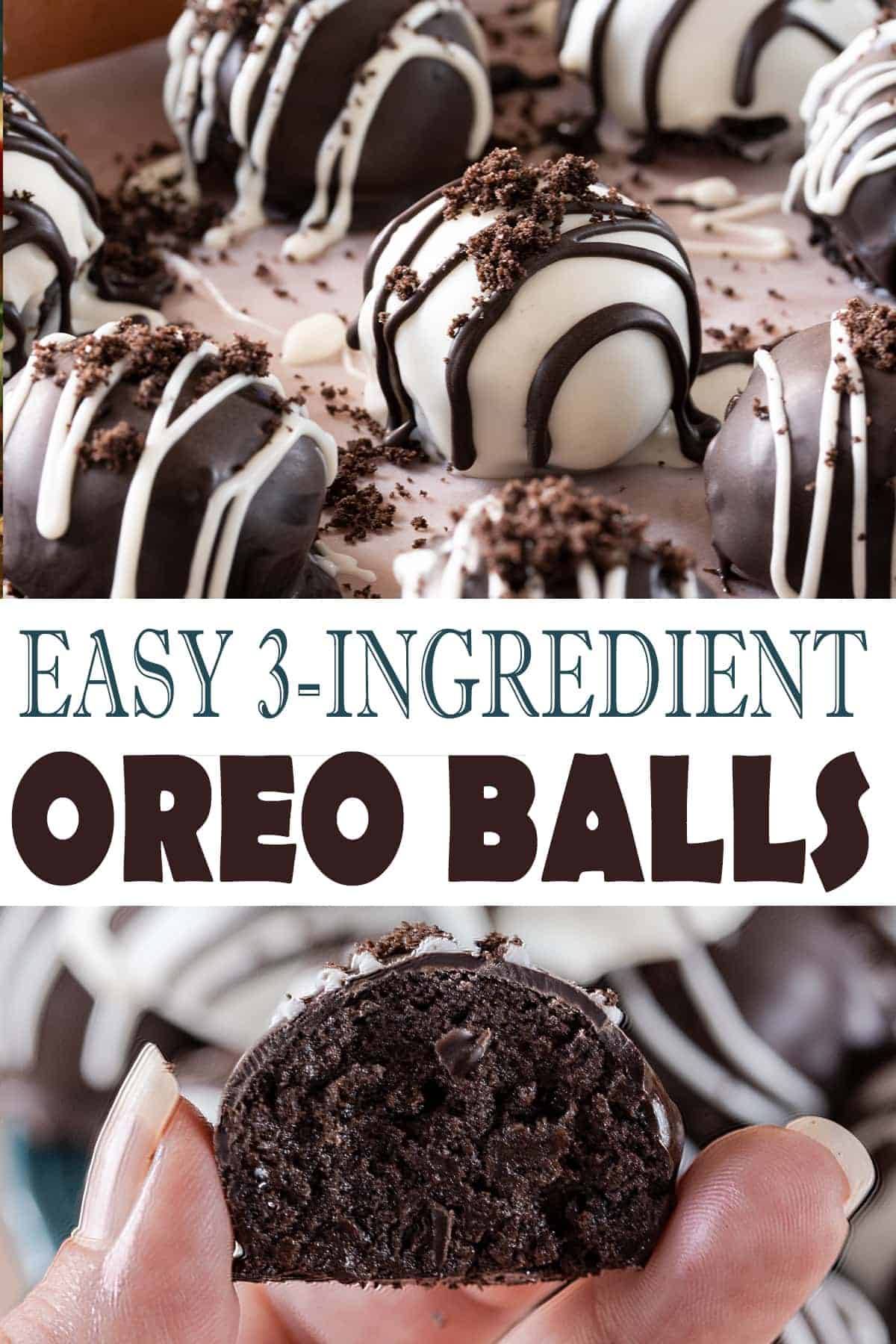 College of 3-ingredient Oreo Balls Recipe on a cookie sheet with chocolate decorations