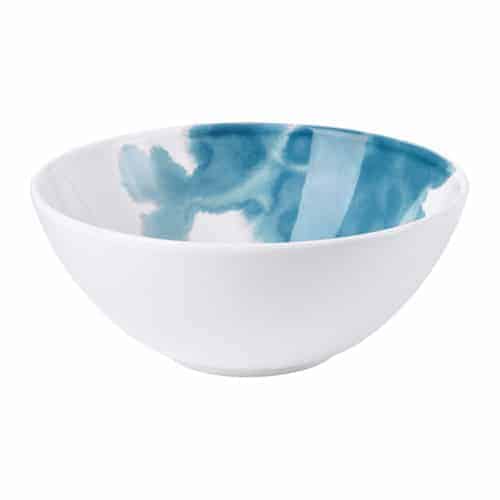 A cereal bowl with watercolor design inside.