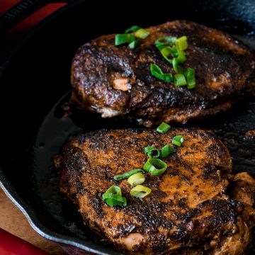 Blackened Chicken Recipe- Cajun spices mix together with a special cooking technique for blackening to make a chicken breast that is bold and juicy.