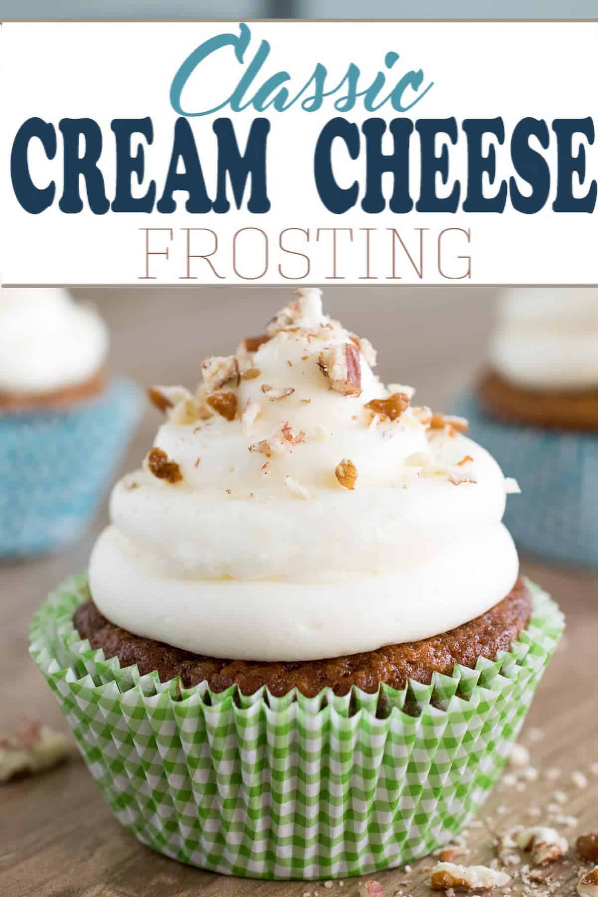 The best carrot cake cupcakes recipe with title overlay for Pinterest.