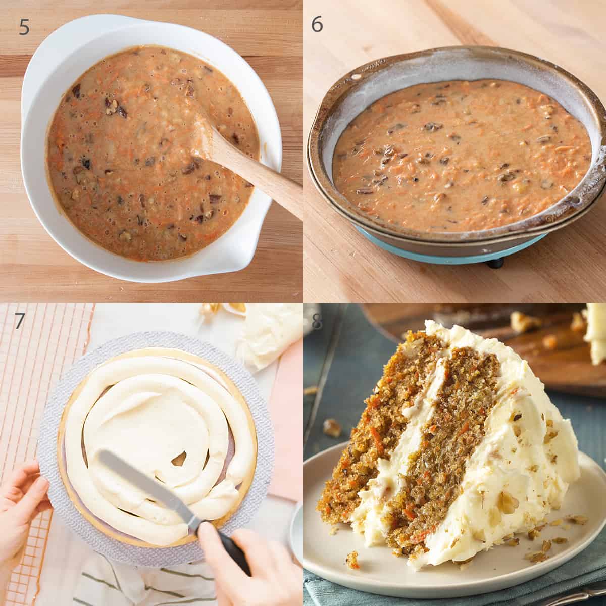 Carrot cake recipe step by step instructions.