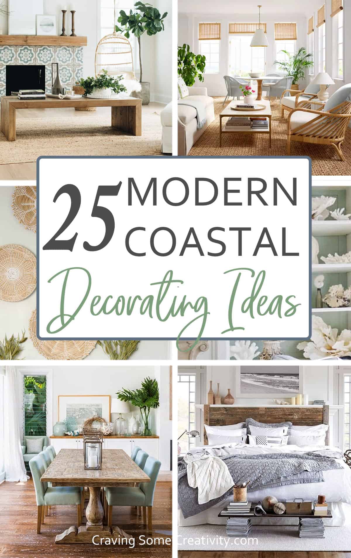 Collage of cozy beach homes in a coastal decorating ideas style.