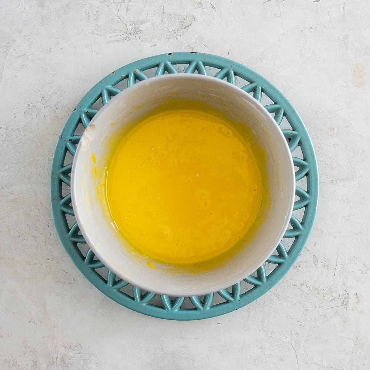 Egg and cornstarch mixed in a bowl until smooth.