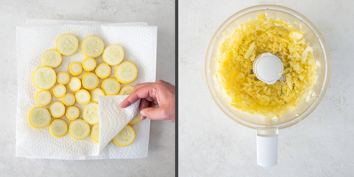 How to prepare squash to chop for muffin recipe.