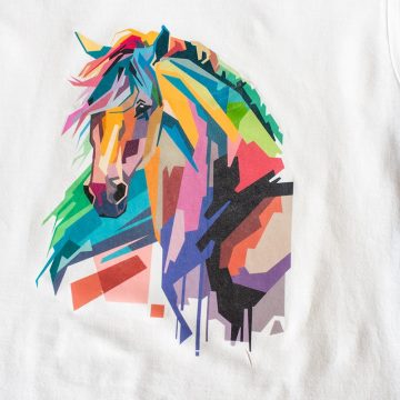 Final Photo Transfer of a Brightly Colored Horse Head