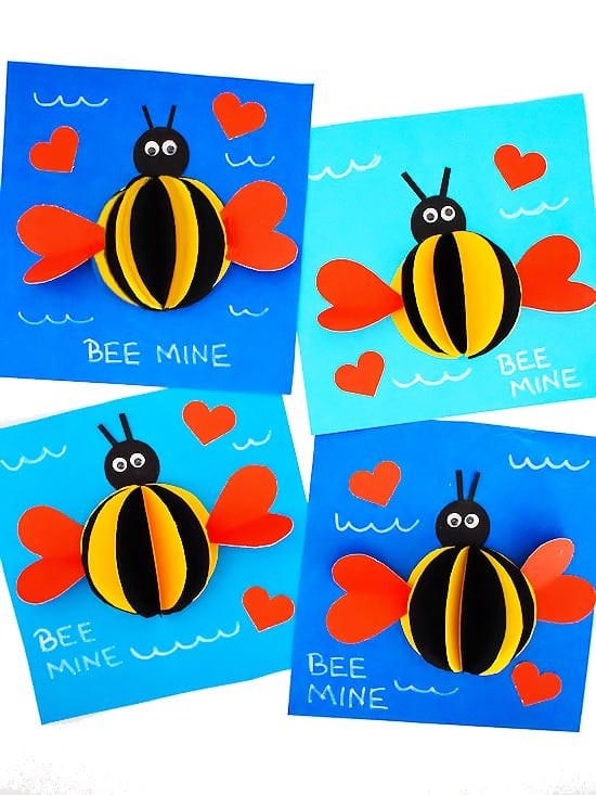 Bee mine valentine craft card with pop up.