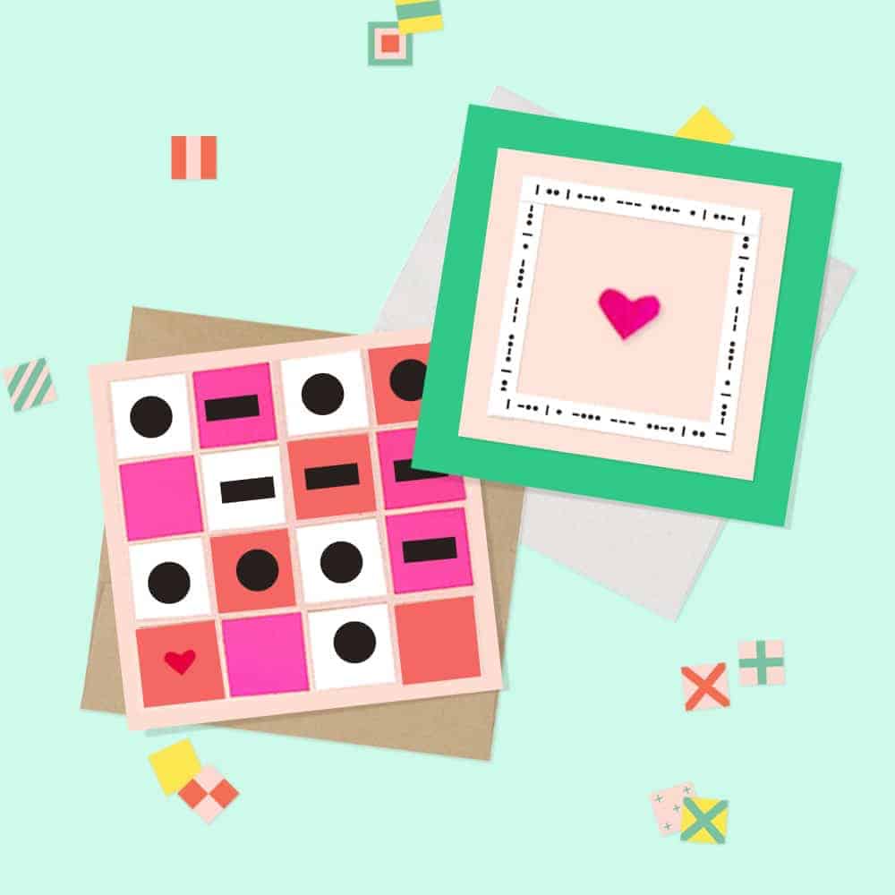 Two small morse code themed cards with secret messages you can make yourself.