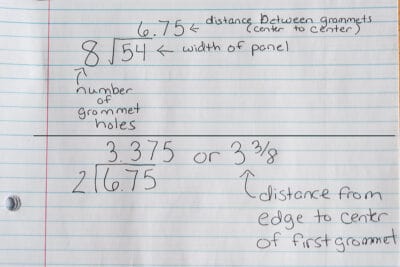 Math to find the correct spacing for eyelets in curtains.