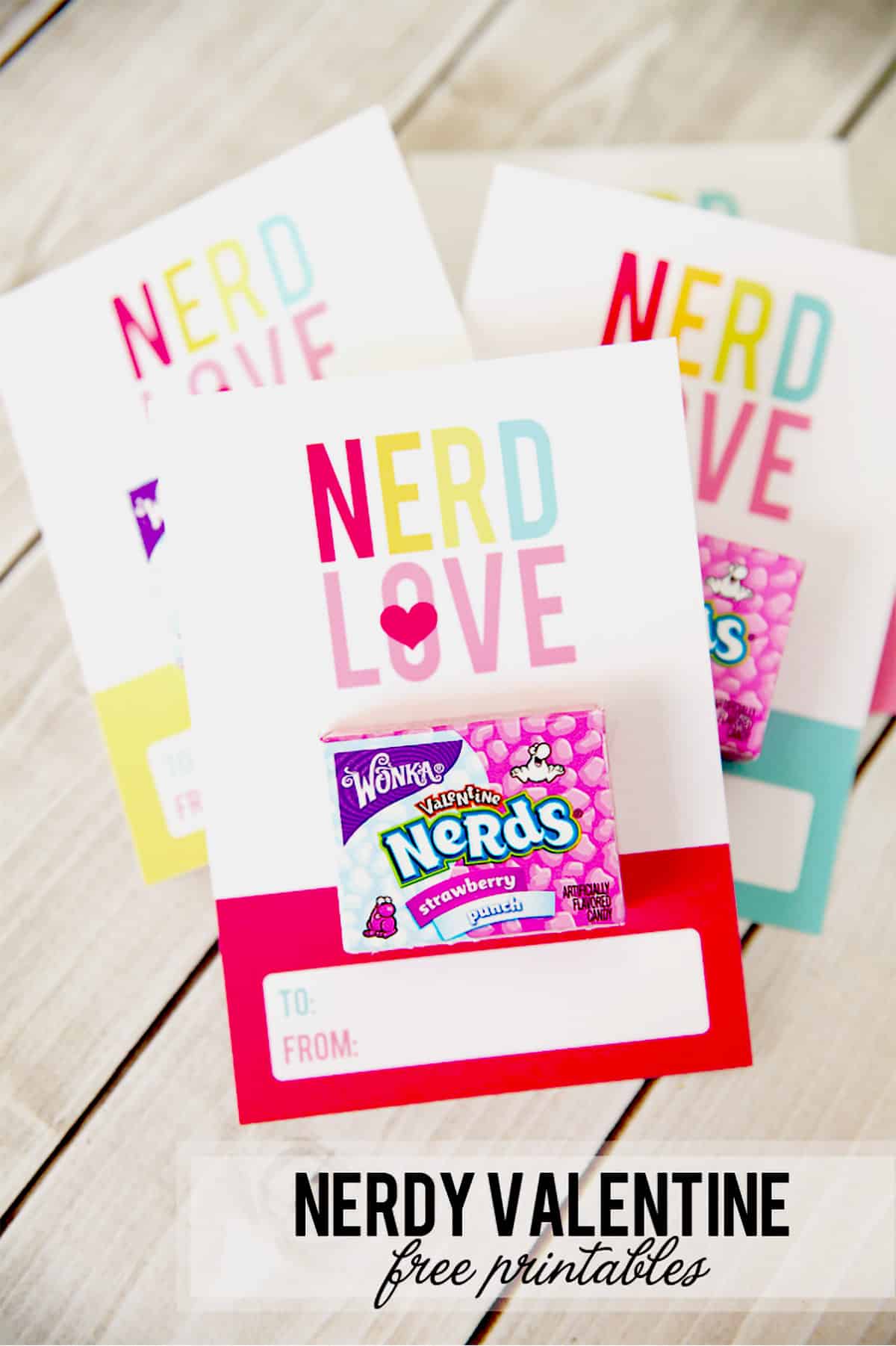Nerdy Valentine card with attached nerds candies.