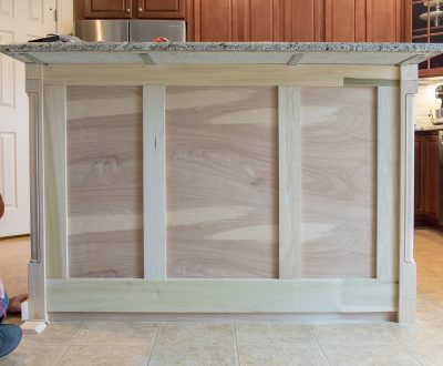 Kitchen Island with Trim on it but not painted.