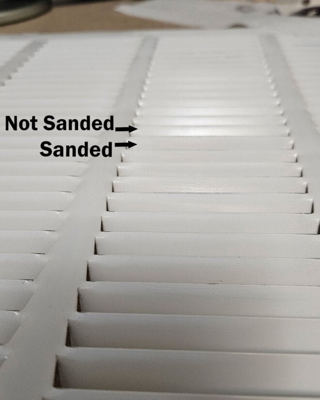 A cross section showing what scuff sanded vs unsanded metal vent covers means.