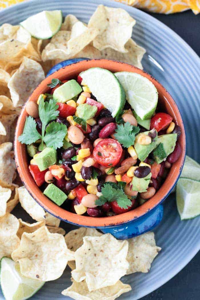 Smoky Cilantro Lime Bean Dip in a bowl.