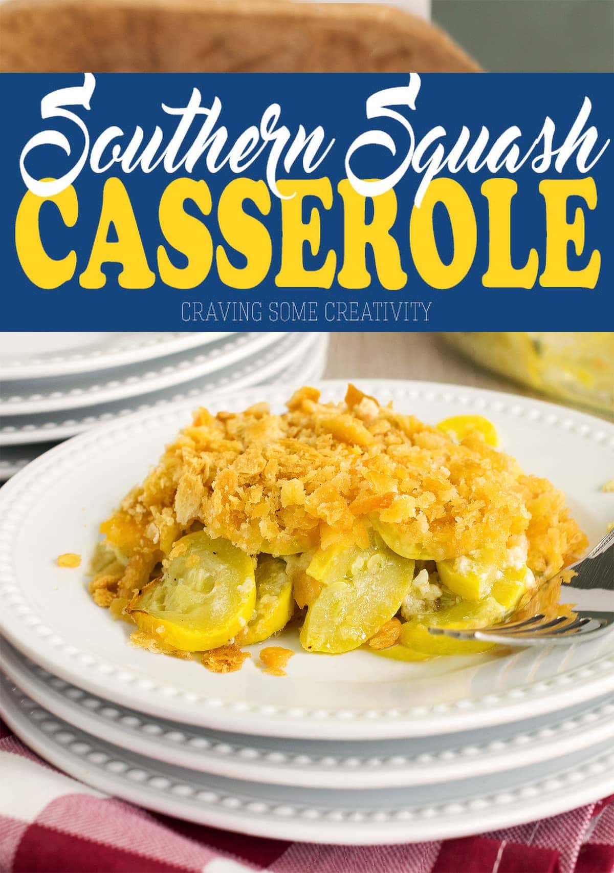 Southern Squash casserole topped with buttery Ritz cracker topping with post title