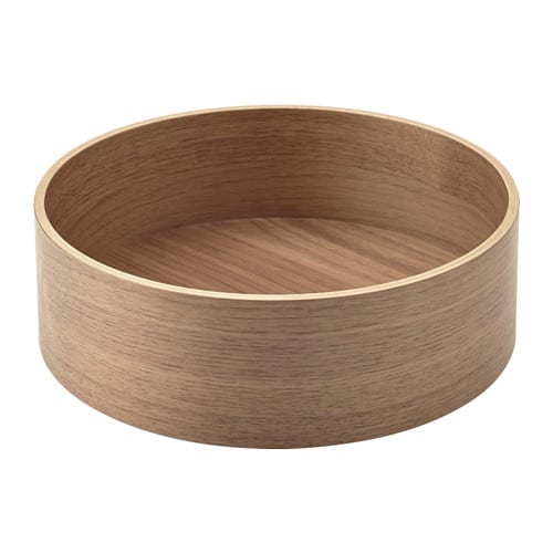 Wooden flat salad bowl.