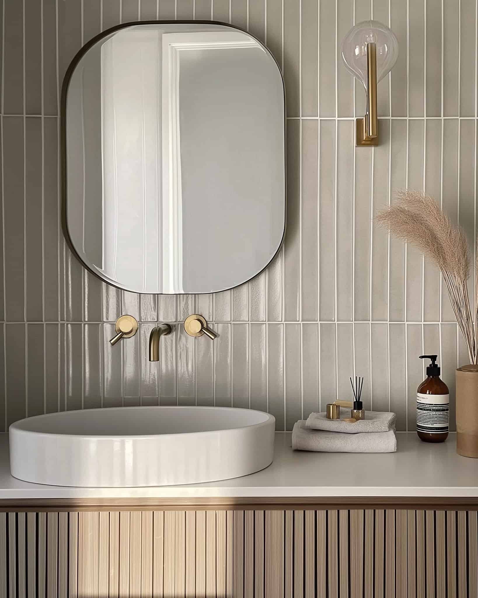 Grey tile in a vertical stacked pattern.